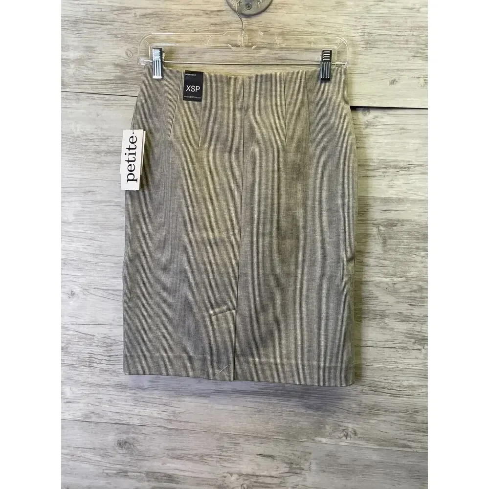 Amanda Chelsea Skirt XSP Womens‎ Small Petite Short Pencil Stretch Gray Striped